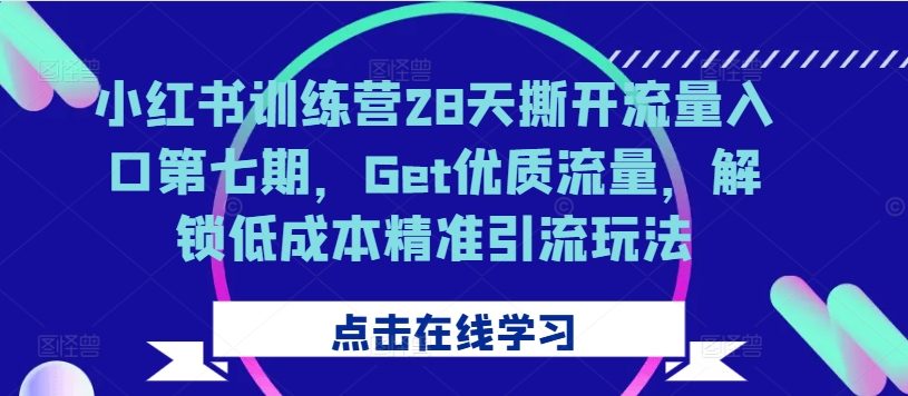 小红书训练营28天撕开流量入口第七期，Get优质流量，解锁低成本精准引流玩法-染尘轻创社