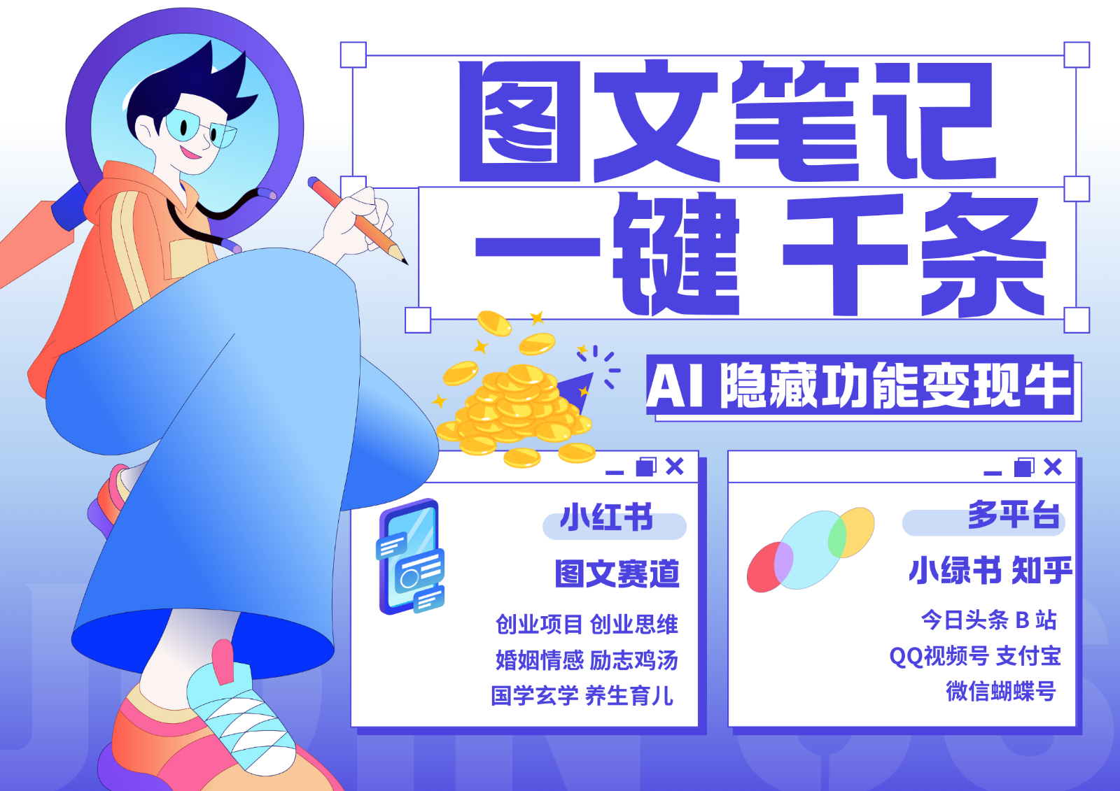 1键生成数千条图文 创业国学 秒生笔记 小红书小绿书图文 轻松引流 变现30000+-染尘轻创社