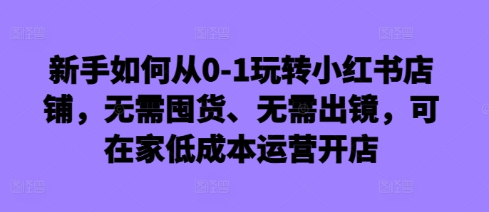 新手如何从0-1玩转小红书店铺，无需囤货、无需出镜，可在家低成本运营开店-染尘轻创社