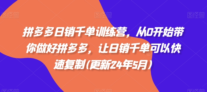 拼多多日销千单训练营，从0开始带你做好拼多多，让日销千单可以快速复制(更新24年10月)-染尘轻创社