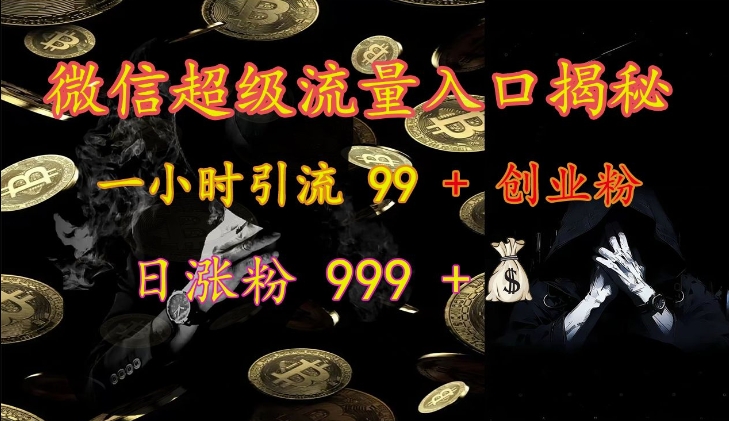 微信超级流量入口揭秘：一小时引流 99 + 创业粉，日涨粉 999 +-染尘轻创社