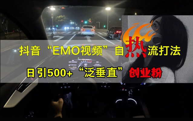 抖音EMO视频自热打法，日引500+“泛垂直”创业粉-染尘轻创社