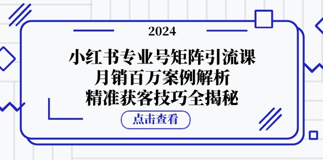 小红书专业号矩阵引流课，月销百万案例解析，精准获客技巧全揭秘-染尘轻创社