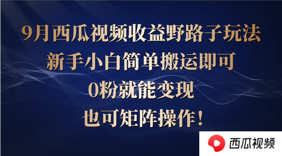 西瓜视频收益野路子玩法，新手小白简单搬运即可，0粉就能变现，也可矩…-染尘轻创社